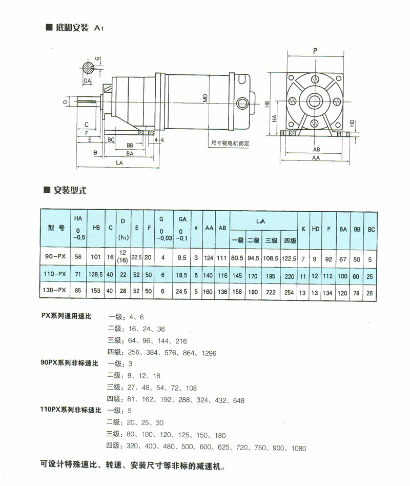 PX系列行星齿轮减速电动机 