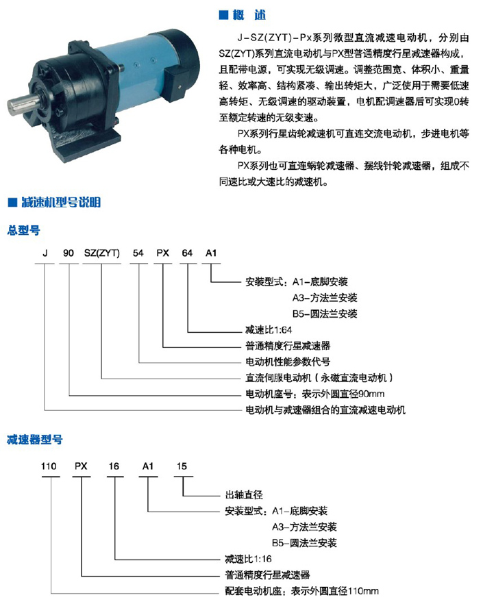 J-SZ(ZYT)-PX系列微型直流减速电动机